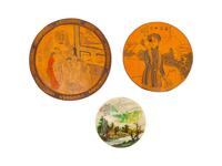 Three Chinese Painted Porcelain and Bamboo Panels