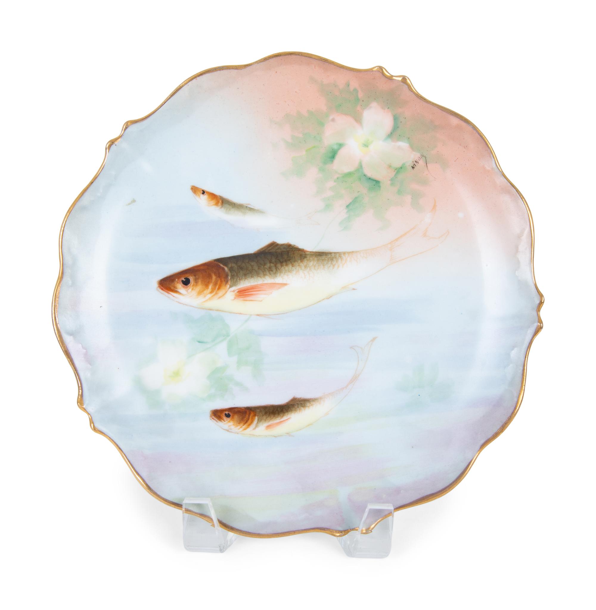 A Limoges Hand Painted Porcelain Fish Service — 19TH/20TH CENTURY