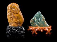 Two Small Hardstone Boulders Height of larger 4 1/4 inches. — EARLY 20TH CENTURY