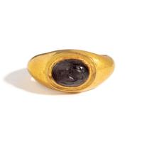 A Roman Gold and Garnet Finger Ring with the Goddesses Athena and Nike