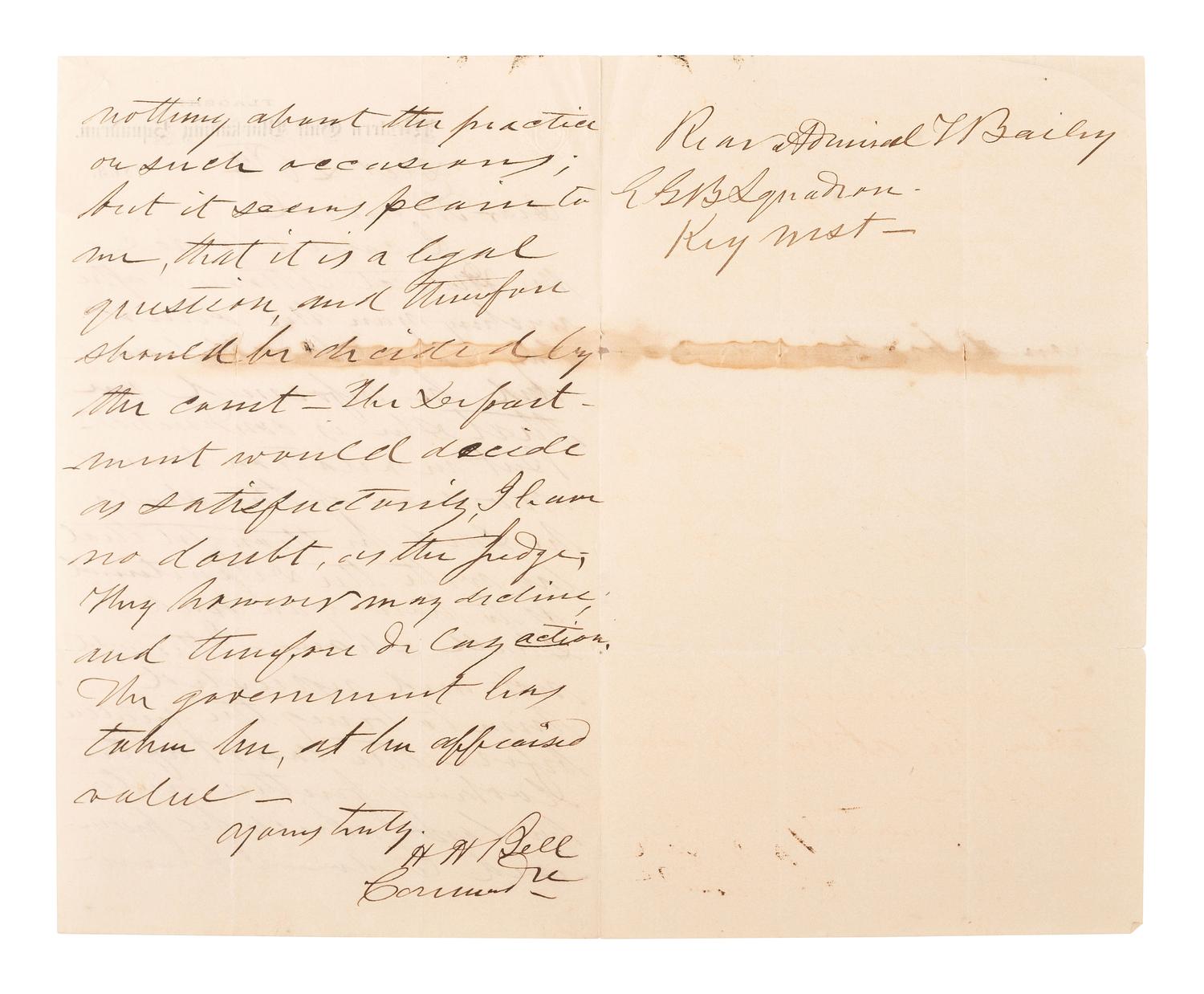 [CIVIL WAR - NAVY] -- WELLES, Gideon (1802-1878). Group of 3 letters signed by Welles, comprising:
