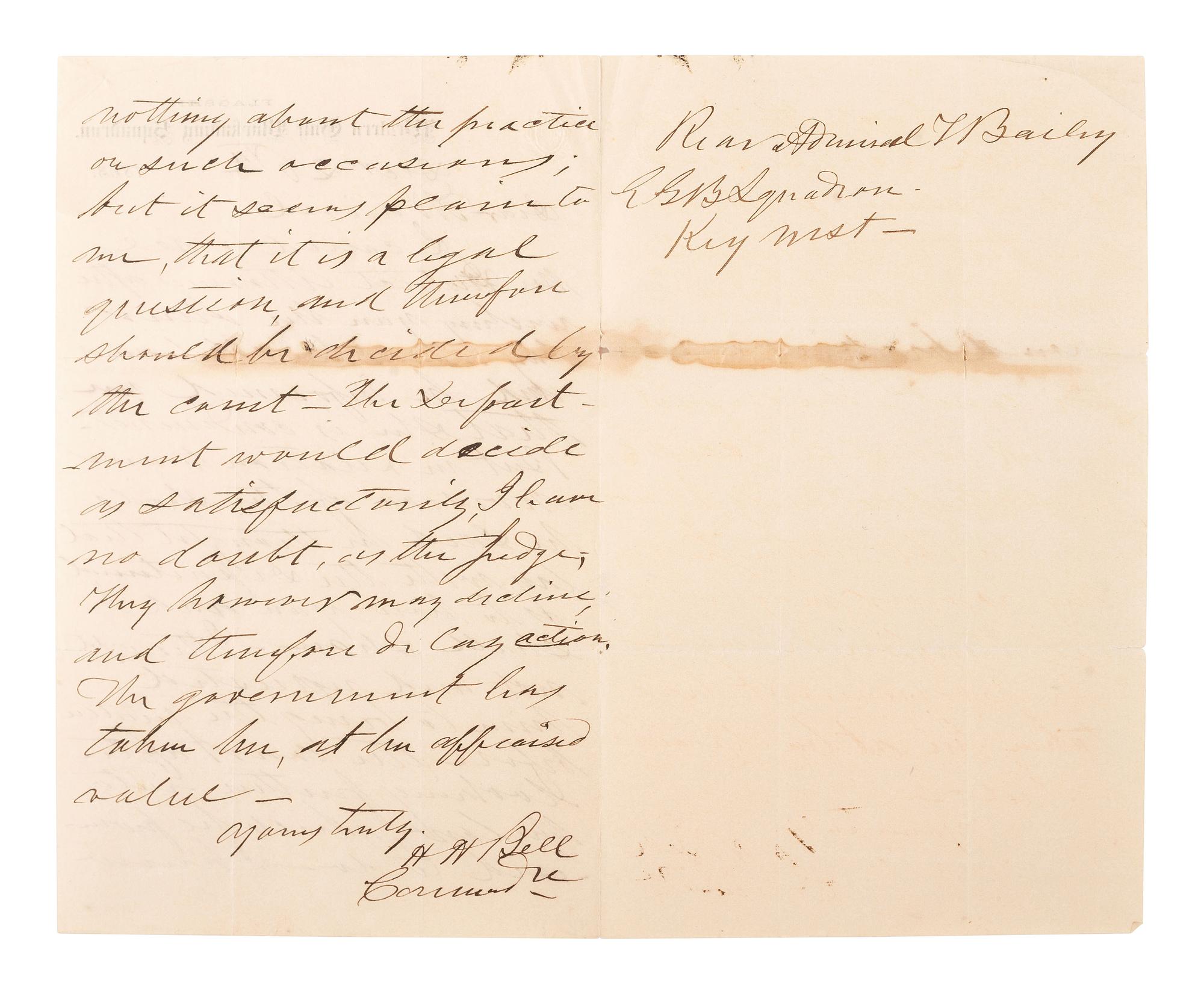 [CIVIL WAR - NAVY] -- WELLES, Gideon (1802-1878). Group of 3 letters signed by Welles, comprising: