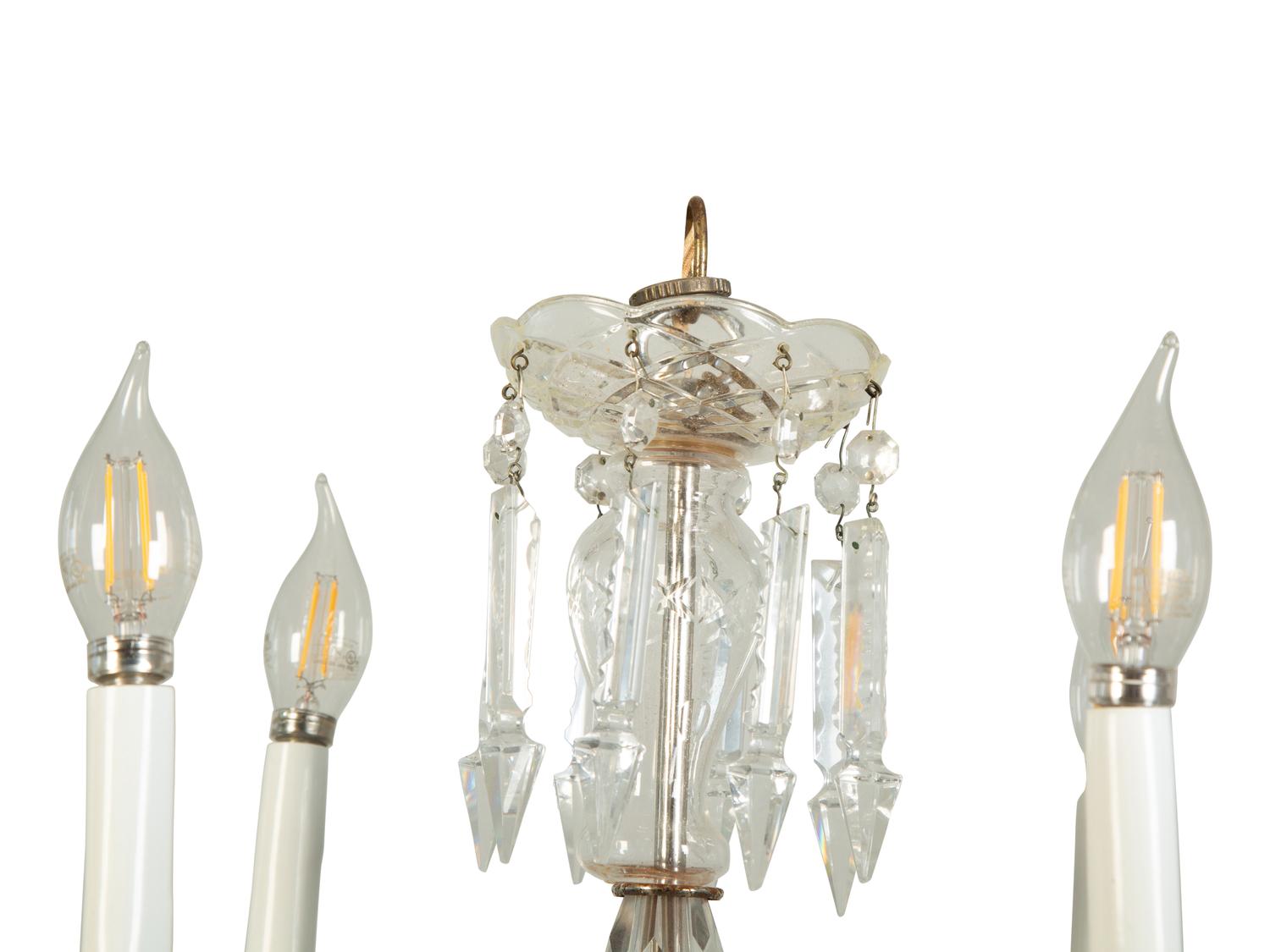 A Cut Glass Four-Light Chandelier