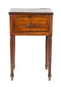 An Italian Walnut Side Table Height 32 1/2 x width 20 1/4 x depth 16 1/2 inches.