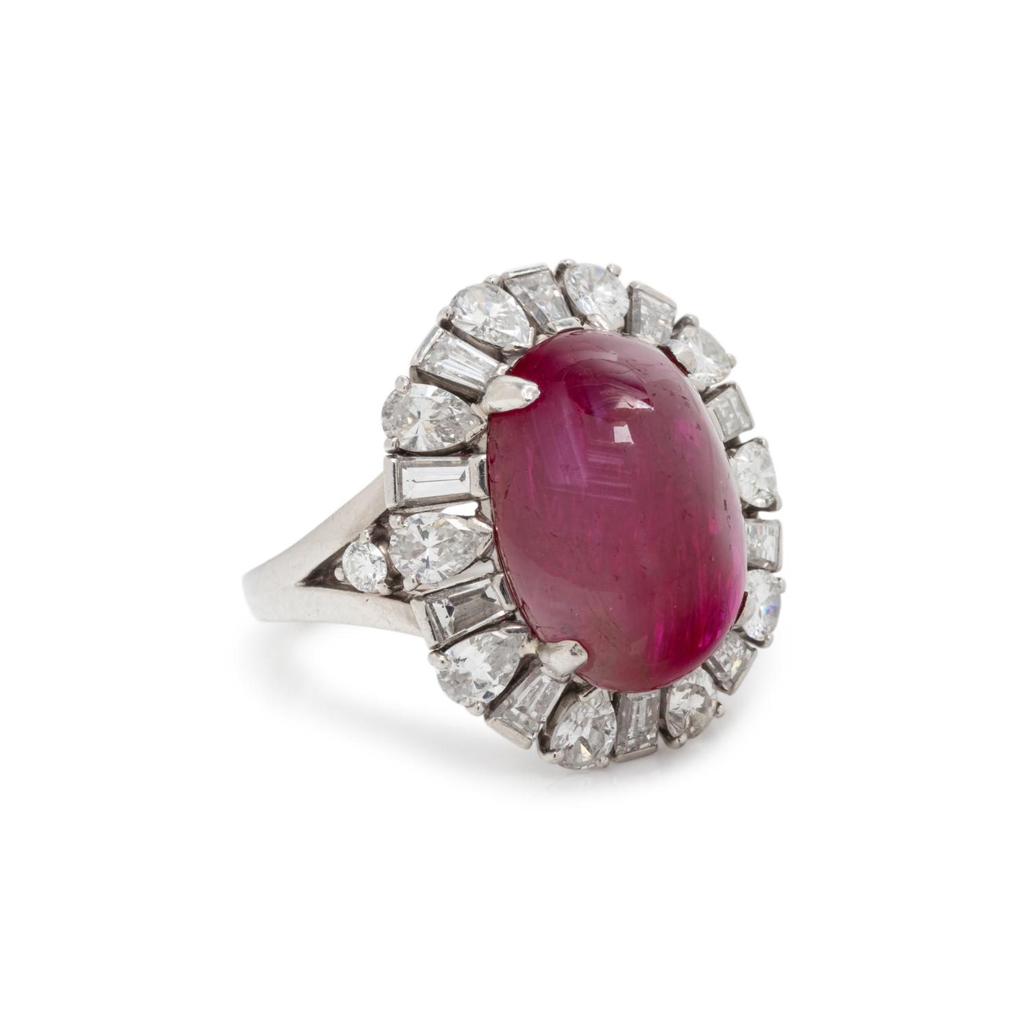 OSCAR HEYMAN, BURMESE RUBY AND DIAMOND RING