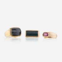 A collection of gold and gem-set rings