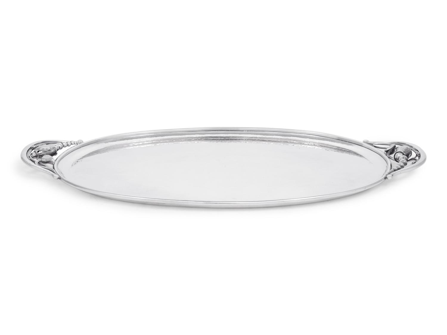 A Georg Jensen Silver Blossom Pattern Serving Tray