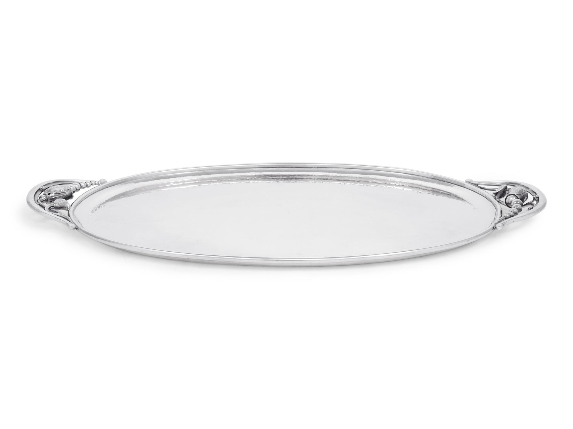 A Georg Jensen Silver Blossom Pattern Serving Tray