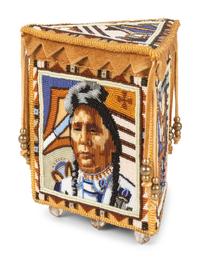 Triangular Beaded Trinket Box, Chief Joseph