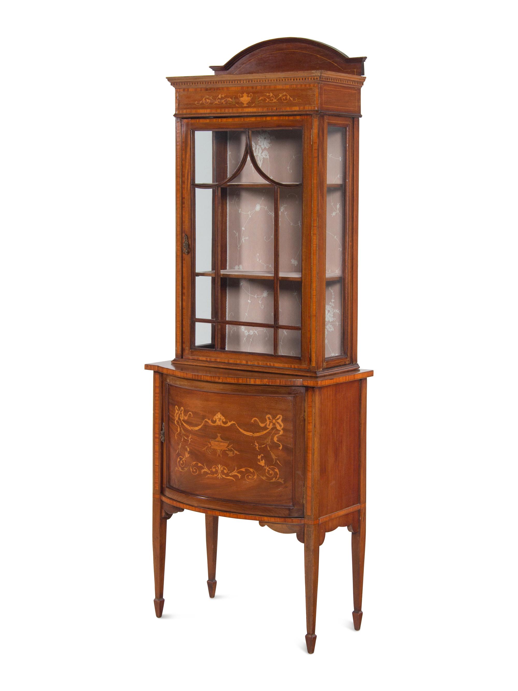 An Edwardian Marquetry Display Cabinet