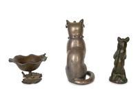 Three Continental Patinated Bronze Animalier Articles
