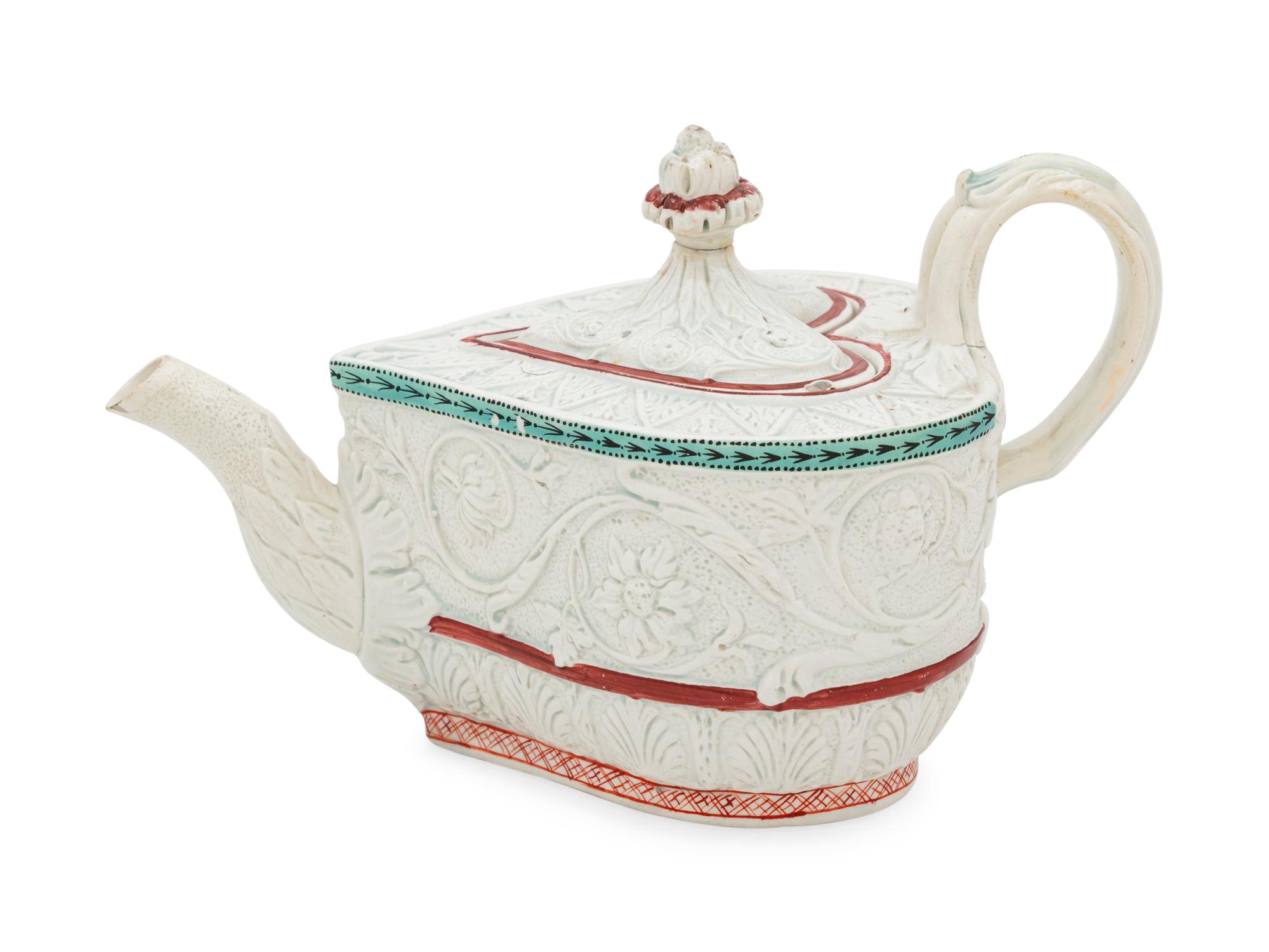 A Staffordshire Pearlware Heart-Shaped Teapot
