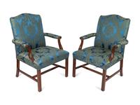A Pair of Georgian Revival Mahogany Open Armchairs — 19TH CENTURY