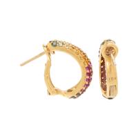 MULTICOLOR SAPPHIRE HALF-HOOP EARRINGS