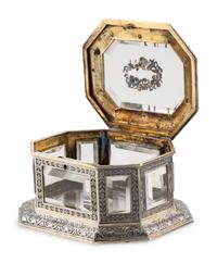 A Continental Enameled Silver and Rock Crystal Mounted Small Box