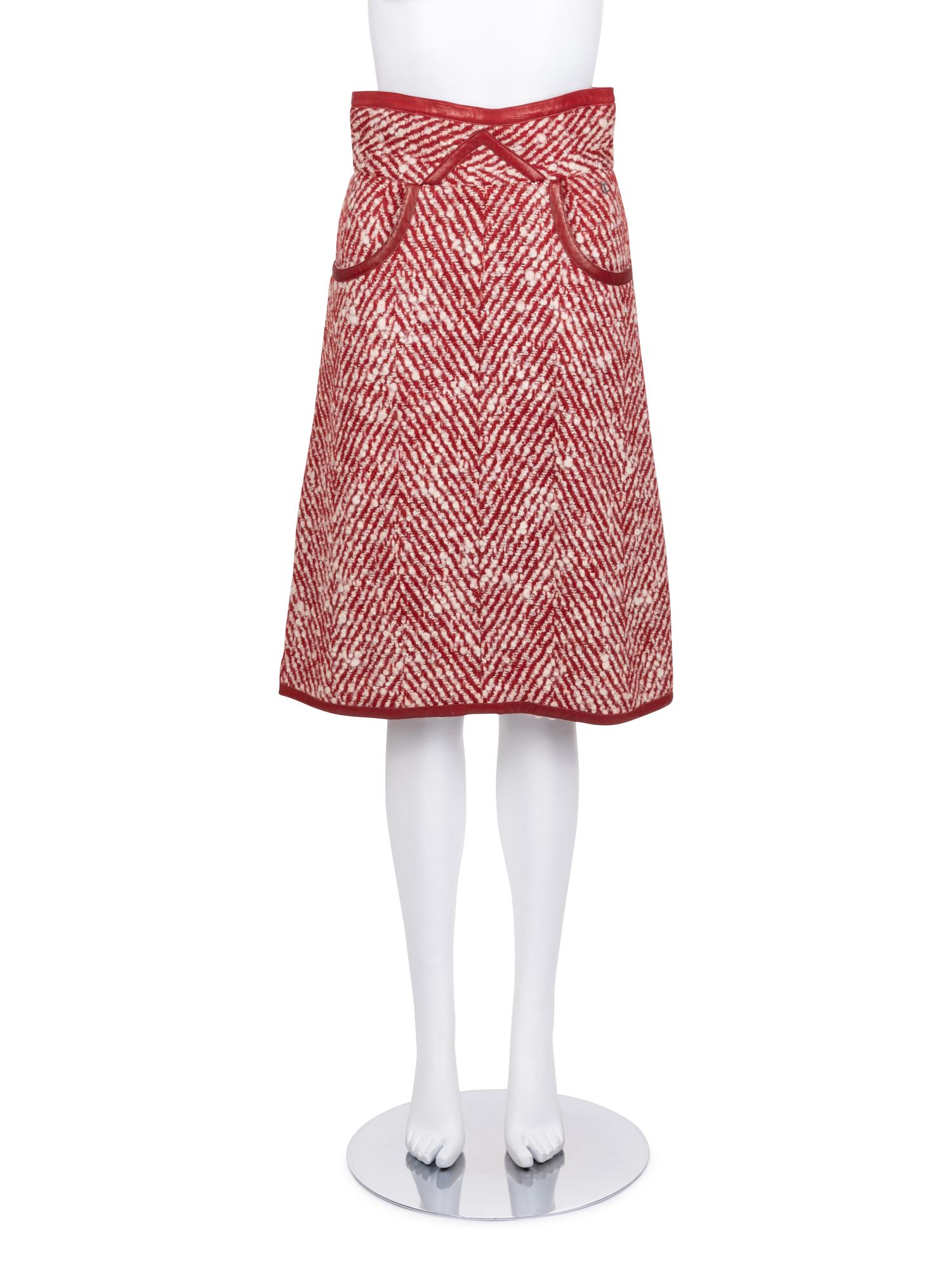 Chanel Wool Herringbone Long Coat and Skirt, Fall 2000