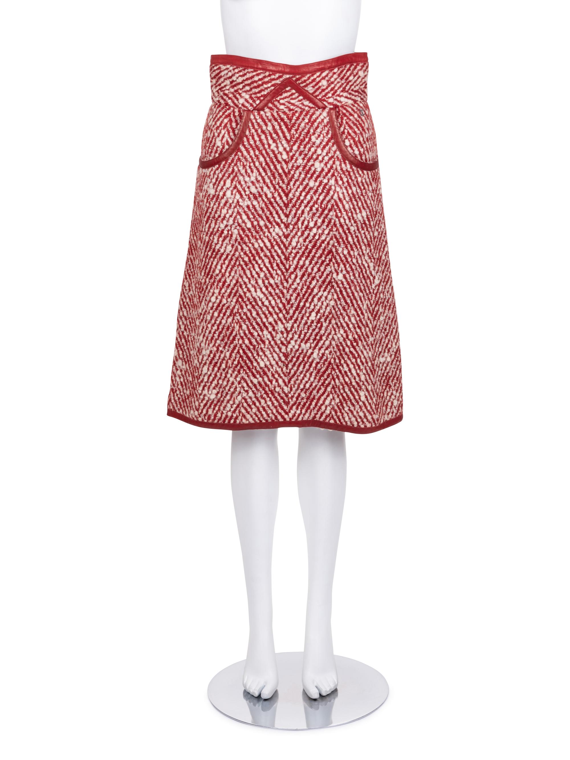 Chanel Wool Herringbone Long Coat and Skirt, Fall 2000