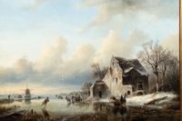 Ice Skaters and a koek-en-zopie on a Frozen River