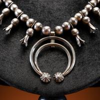 Early Navajo Silver Squash Blossom Necklace