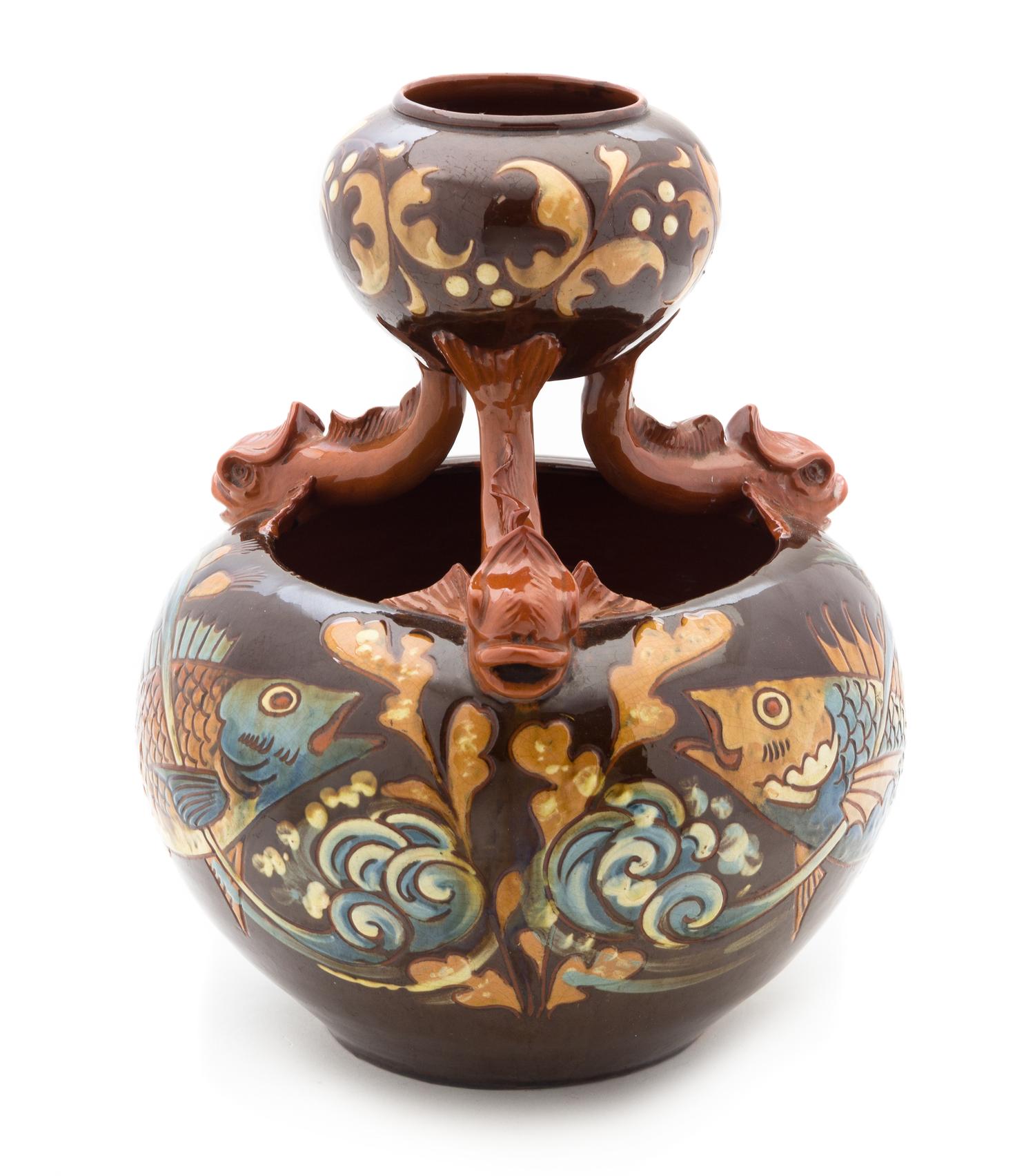 An English Pottery Vase Height 13 1/8 inches. — WILLIAM BARON BRANNAM, 1890
