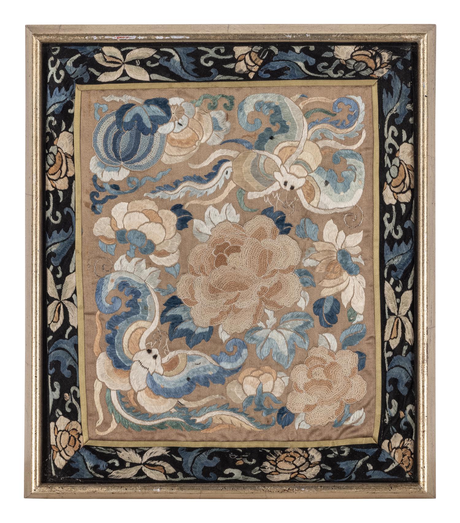 A Group of Chinese Embroidered Silk Panels