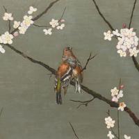 A Pair of Painted Canvas Wall Panels