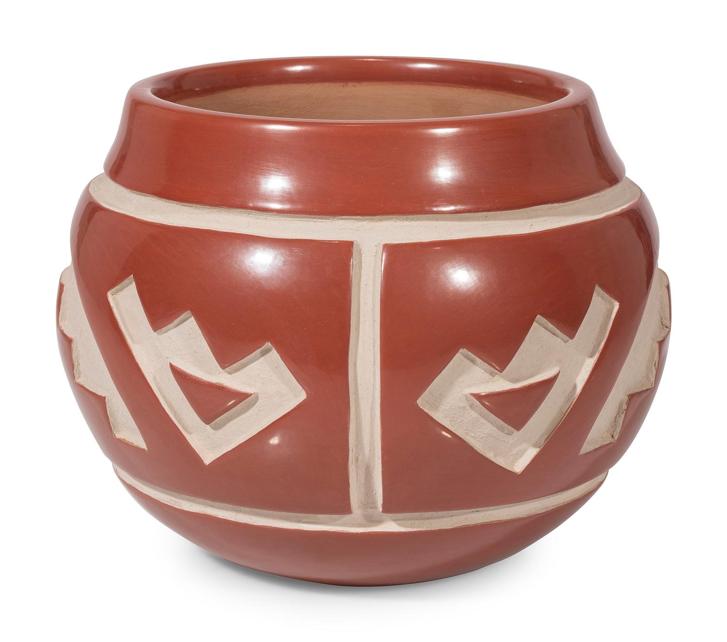 Award Winning Carved Redware Pottery Bowl