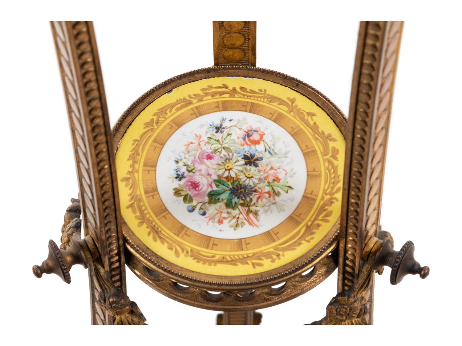 A Sèvres Style Gilt Bronze Mounted Painted and Parcel Gilt Porcelain Banquet Lamp