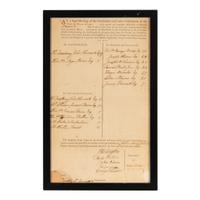 [Hancock, John (1737-1793)]. Partly printed official document attested to by Secretary of the Commonwealth John Avery, Jr., certifying the town of Cambridge results for the 1792 Massachusetts gubernatorial election, 2 April 1792.