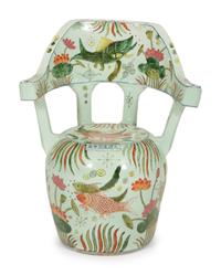 A Chinese Polychrome-Glazed Earthenware Chair