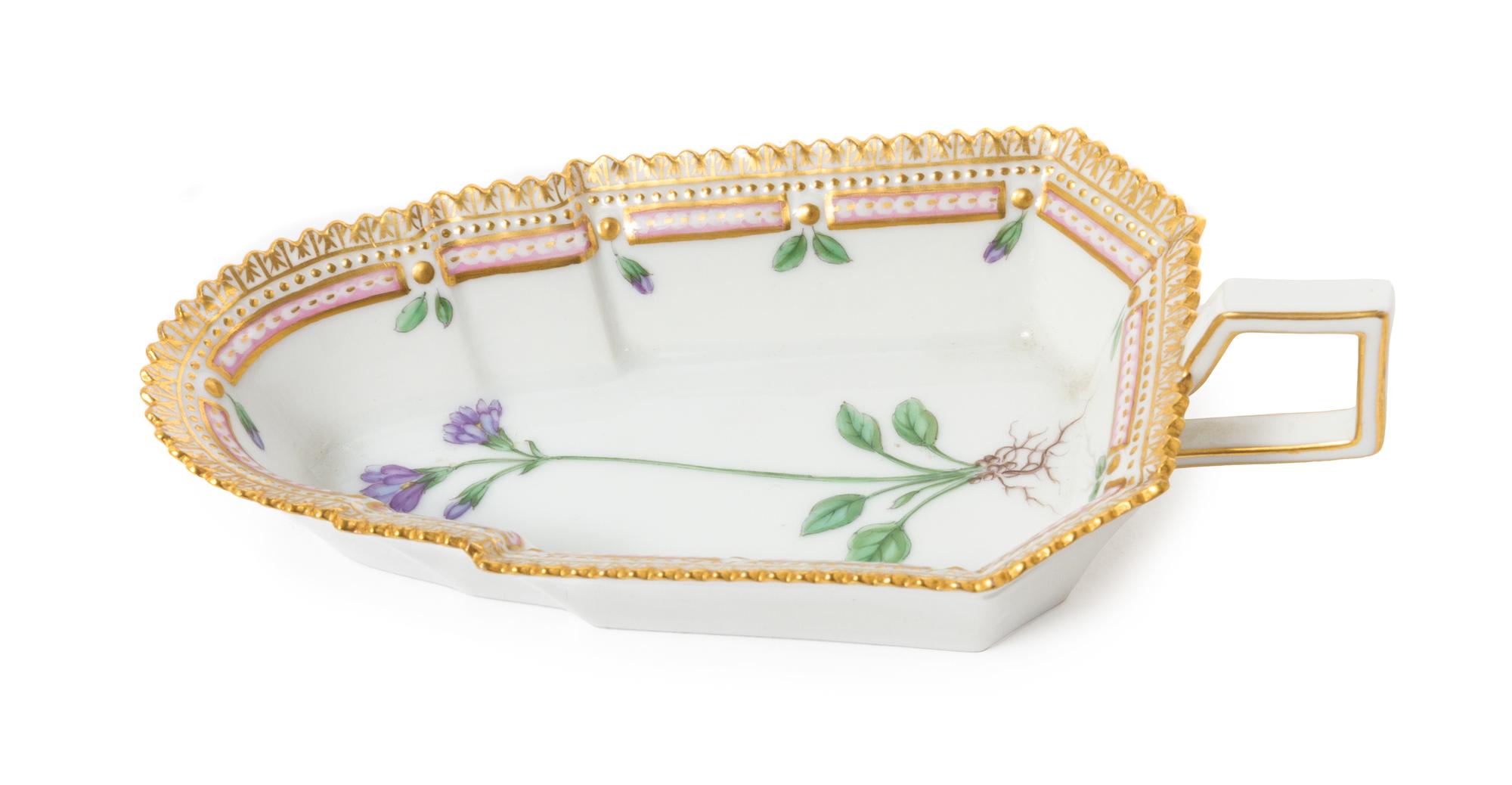A Royal Copenhagen Flora Danica Porcelain Tray Length 6 3/8 inches.