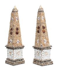 A Pair of Shellwork Obelisks