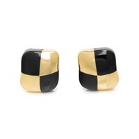 ANGELA CUMMINGS, YELLOW GOLD AND ONYX EARCLIPS