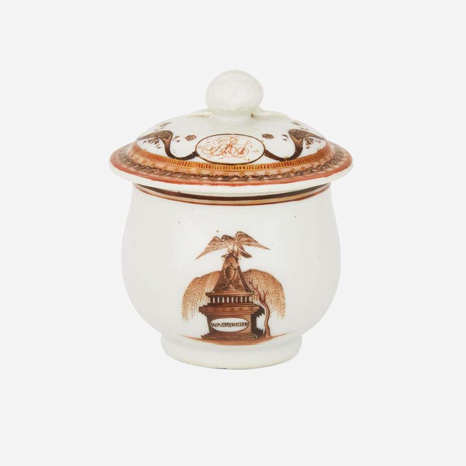A rare Chinese Export porcelain "Washington Memorial" pot de creme circa 1800