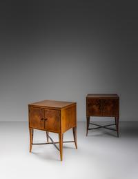 A Pair of Viennese Walnut Side Cabinets