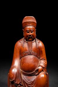 Three Chinese Carved Wood Figures