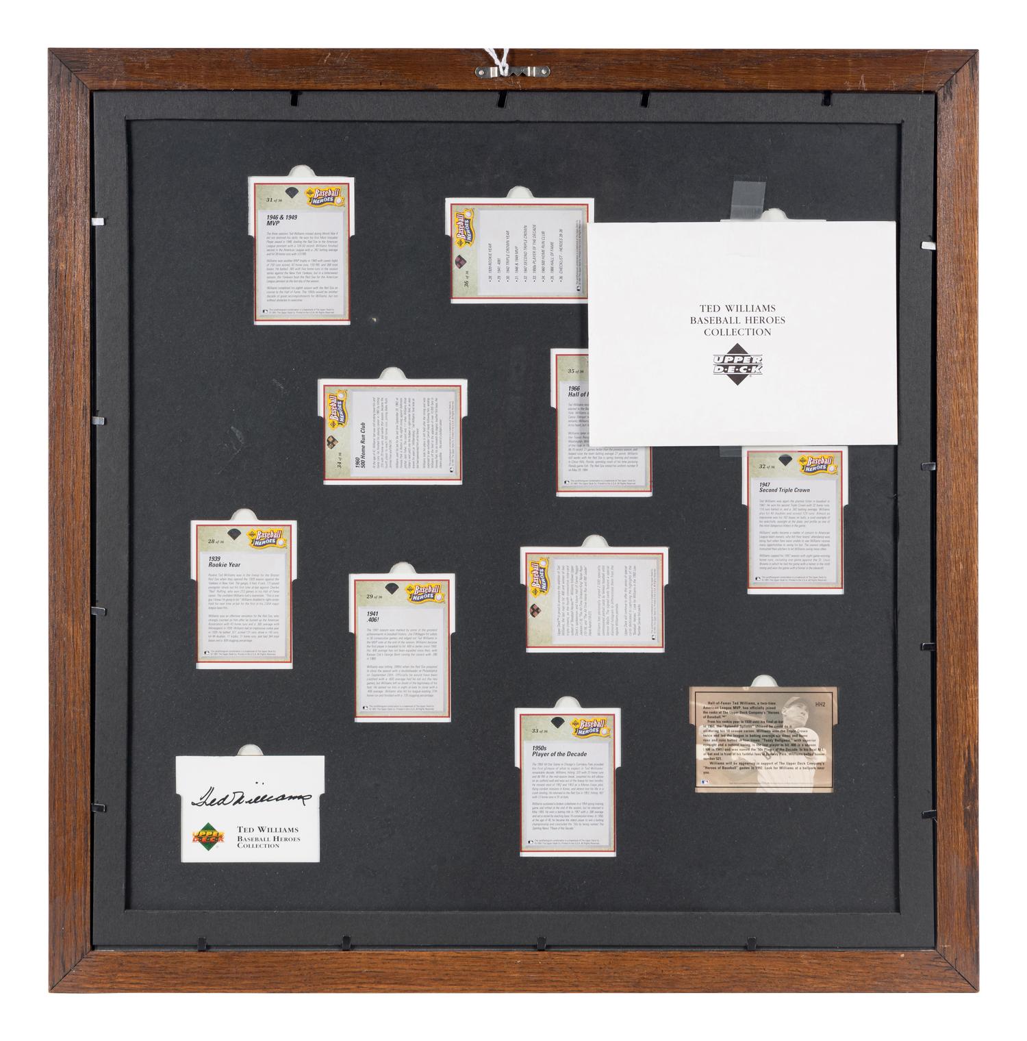 A 1992 Upper Deck Ted Williams Baseball Heroes Signed Autograph Display,