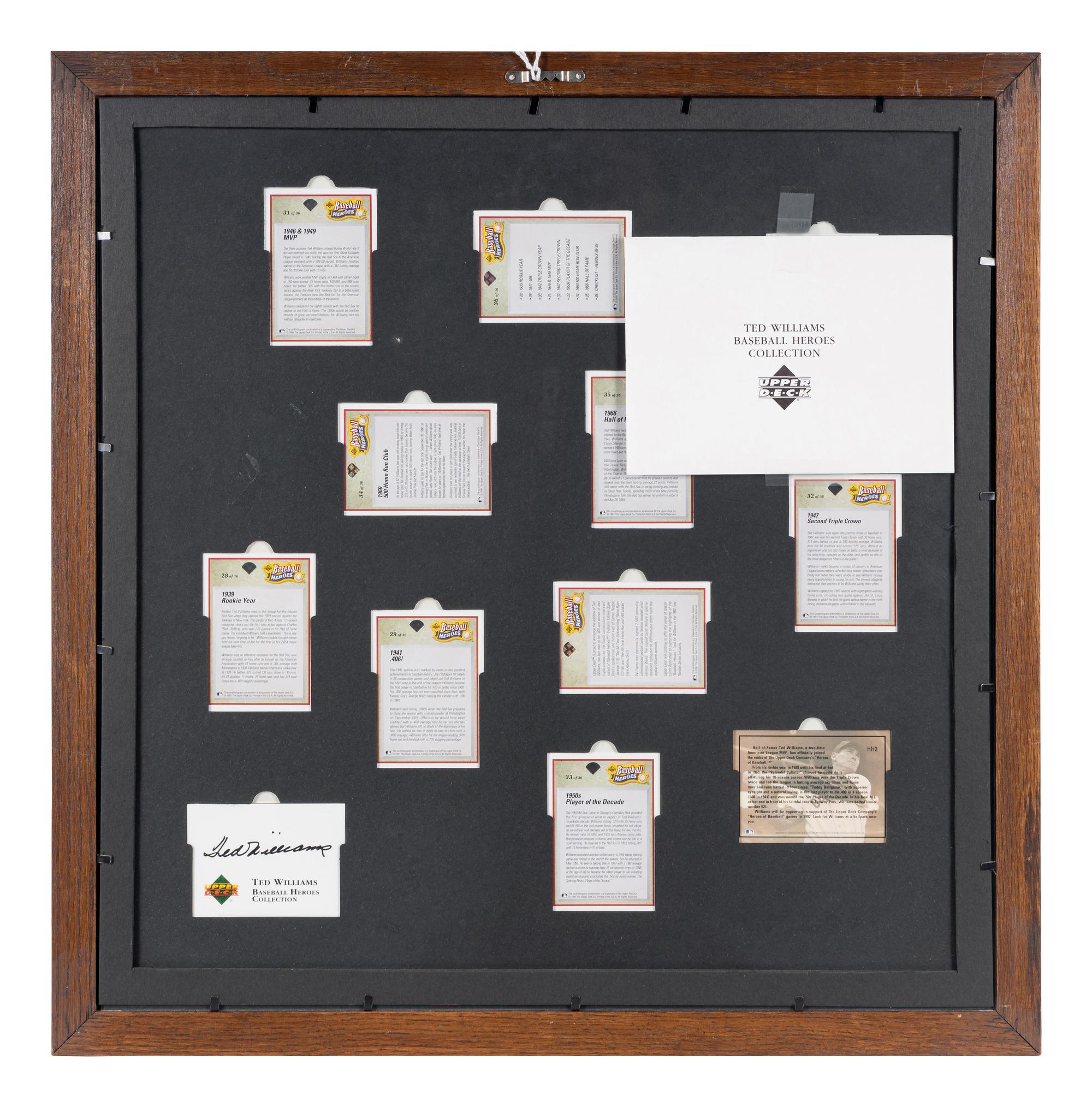 A 1992 Upper Deck Ted Williams Baseball Heroes Signed Autograph Display,