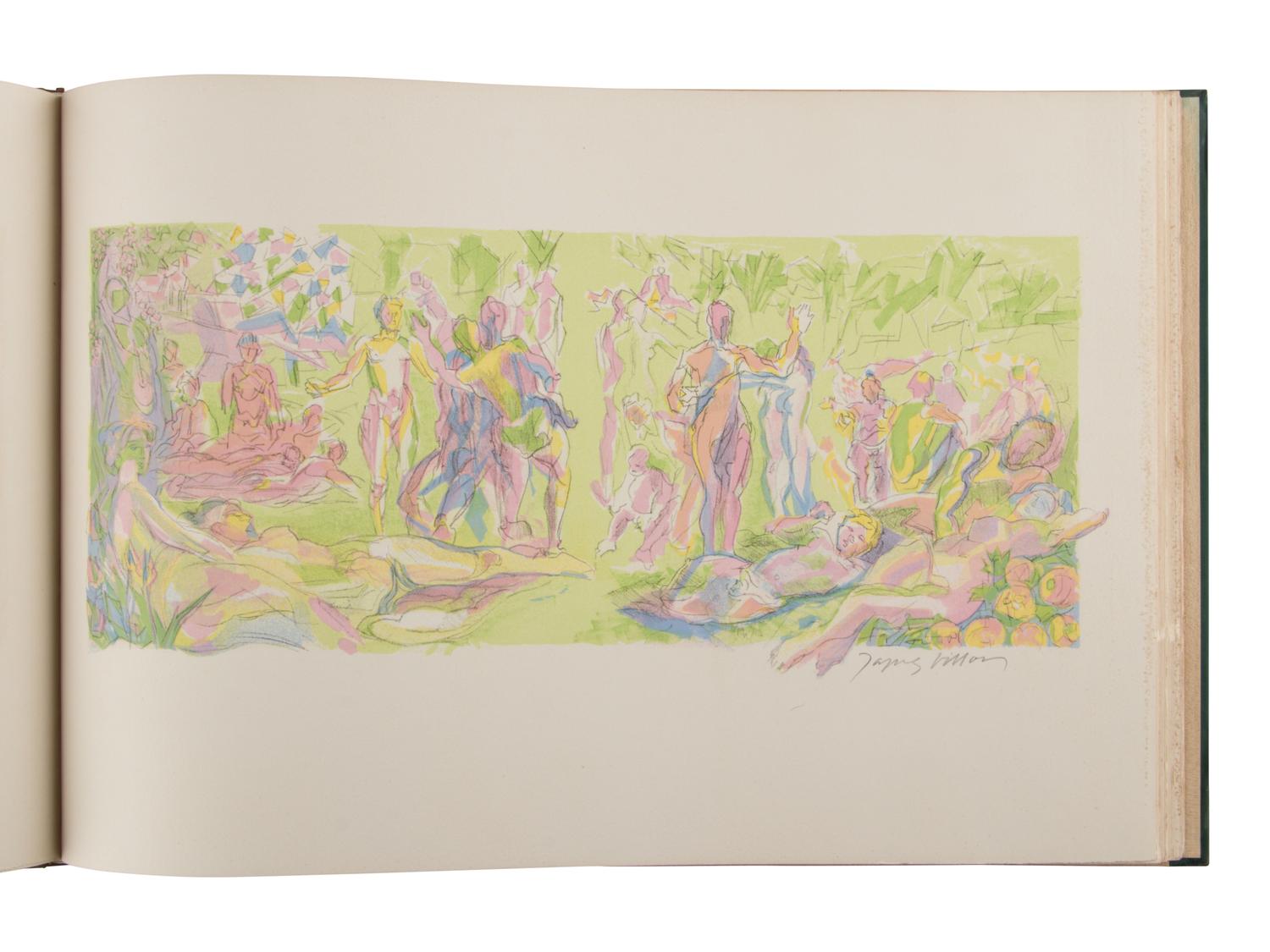 [BINDING]. VALÉRY, Paul (1871-1945) and Jacques VILLON (1875-1963). Les Bucoliques de Virgile. Lithographies originales en couleurs de Jacques Villon . Paris: Scripta & Picta, 1953.