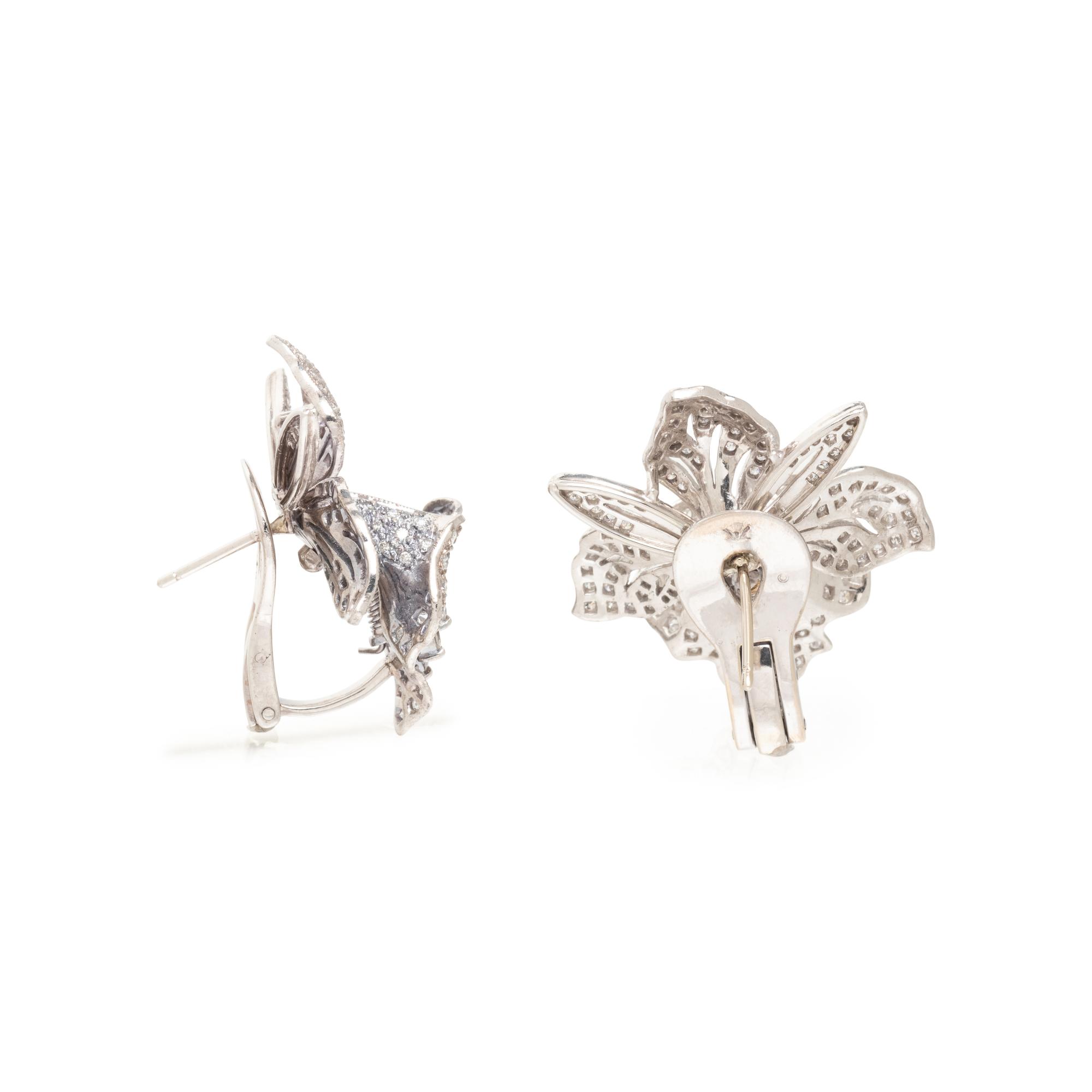 LEVIAN, DIAMOND ORCHID EARCLIPS