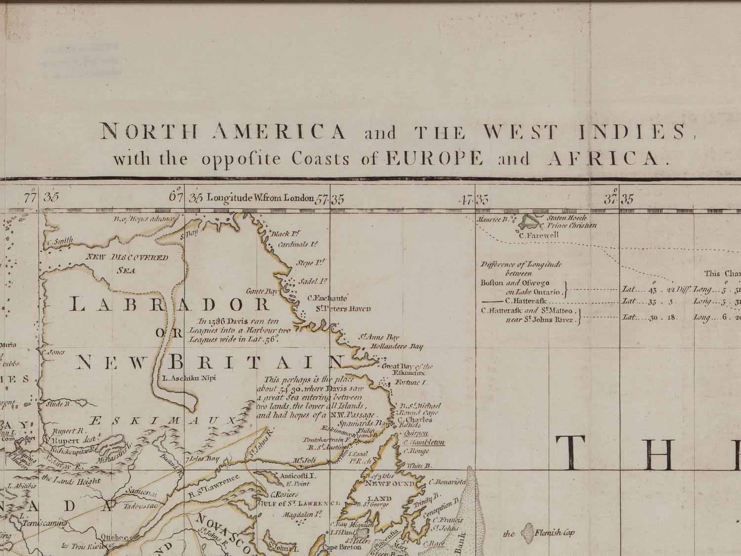 JEFFERYS, Thomas (c. 1719-1771). [Sheets 3 & 4 from:] A Chart of North and South America... . London: Robert Sayer & John Bennett, ca 1775.