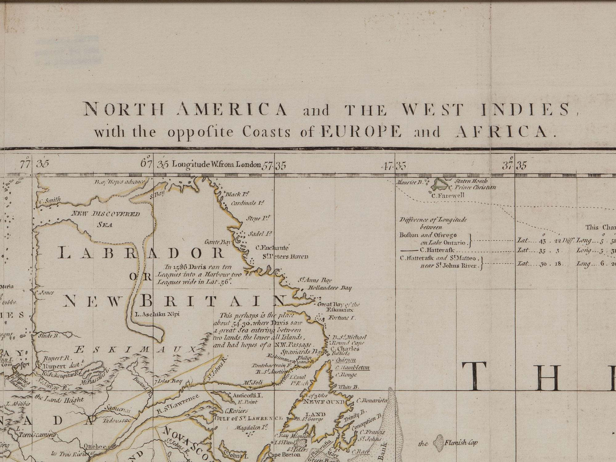 JEFFERYS, Thomas (c. 1719-1771). [Sheets 3 & 4 from:] A Chart of North and South America... . London: Robert Sayer & John Bennett, ca 1775.