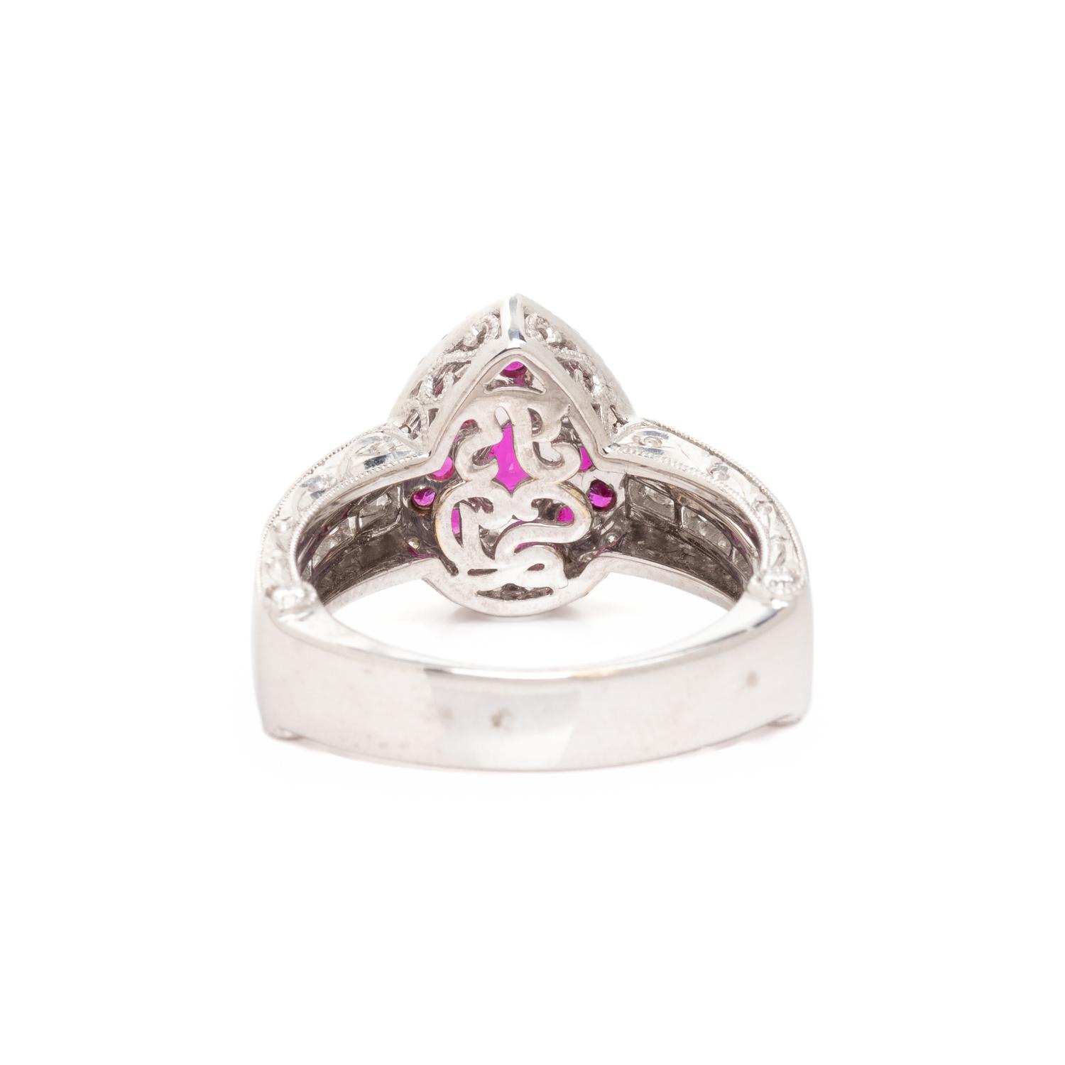WHITE GOLD, RUBY AND DIAMOND RING