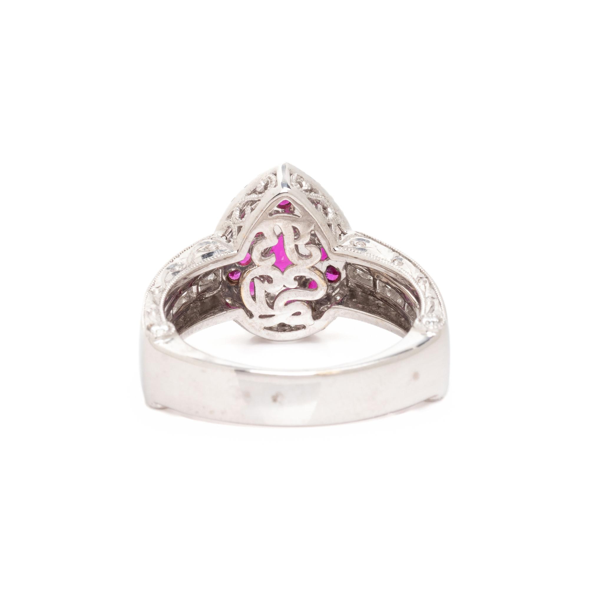 WHITE GOLD, RUBY AND DIAMOND RING