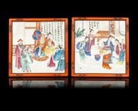 A Pair of Chinese Famille Rose Porcelain Plaques