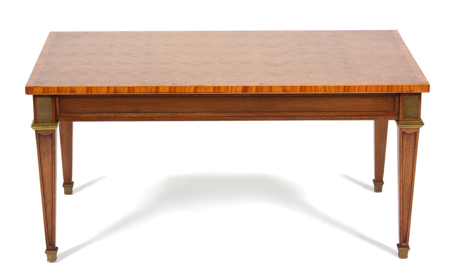 A Louis Philippe Style Gilt Metal Mounted Parquetry Mahogany Low Table