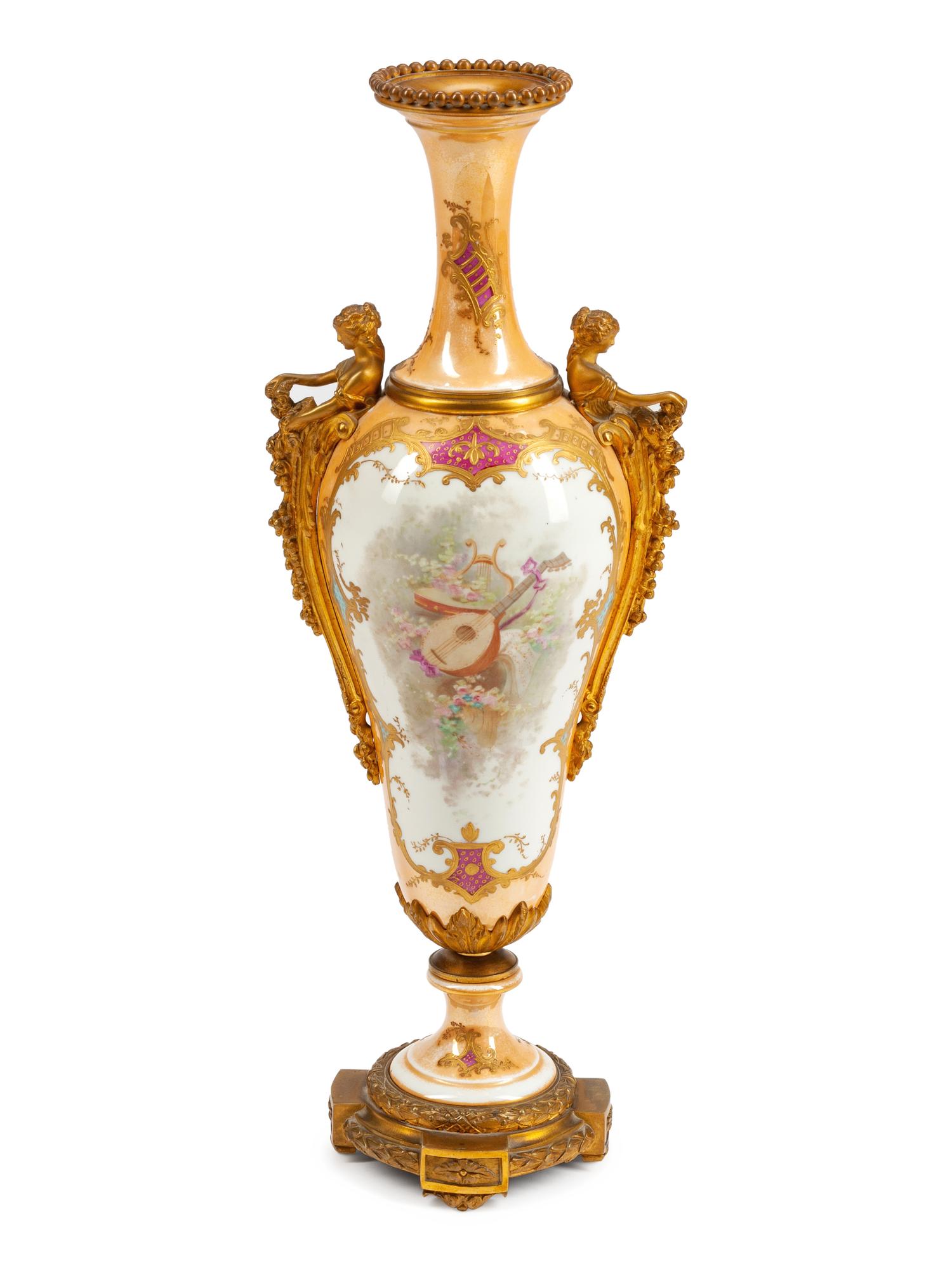 A Sevres Style Gilt Bronze Mounted Porcelain Vase