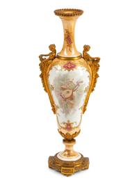 A Sevres Style Gilt Bronze Mounted Porcelain Vase