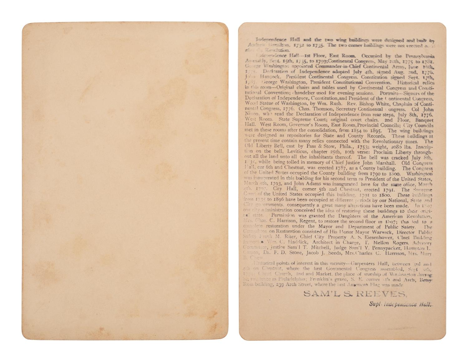 [EARLY PHOTOGRAPHY]. 3 photographs of US landmarks, incl. Liberty Bell & Statue of Liberty.