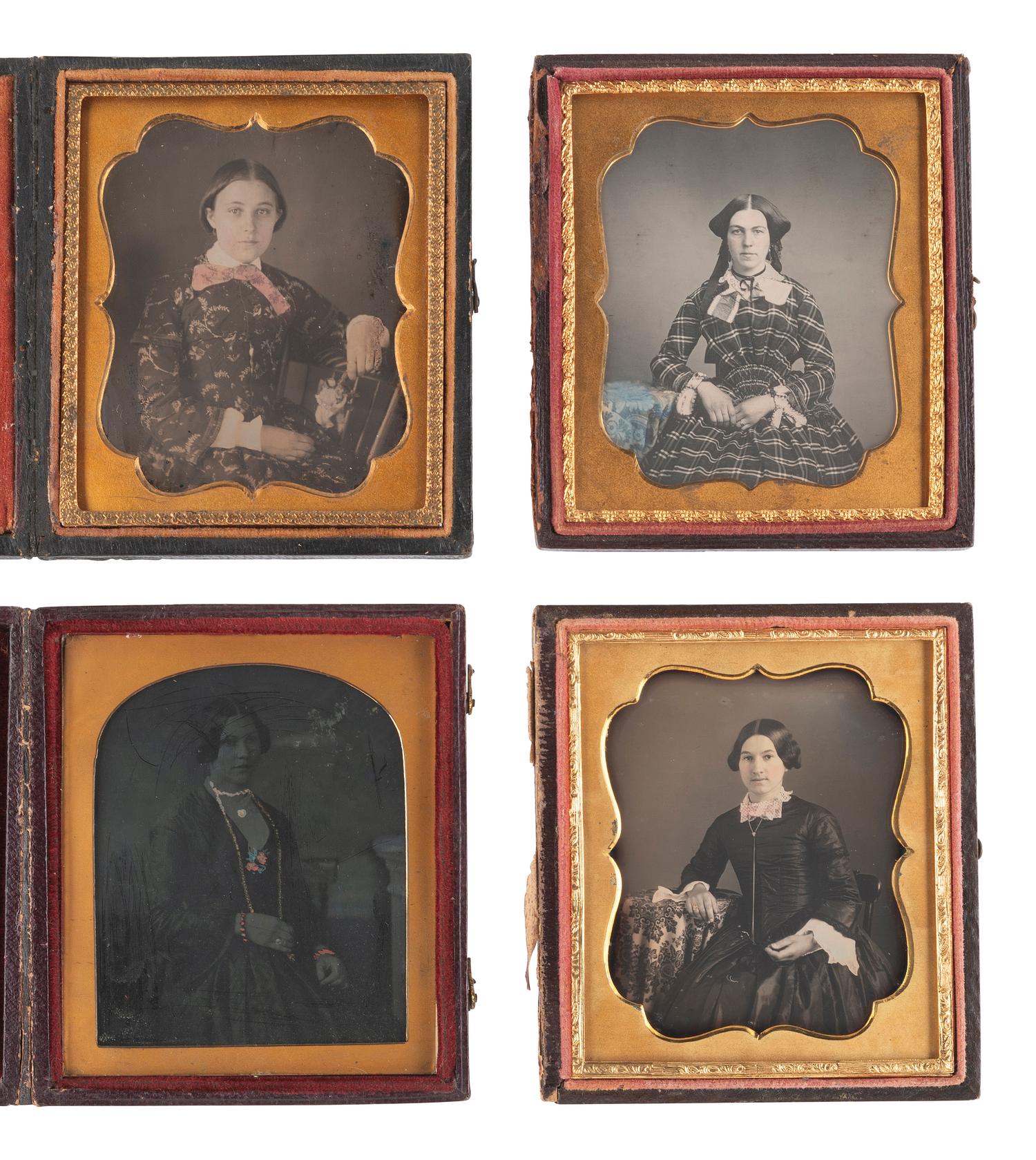[EARLY PHOTOGRAPHY]. 13 cased images featuring hand tinting.